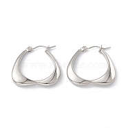 201 Stainless Steel Heart Hoop Earrings with 304 Stainless Steel Pins for Women, Stainless Steel Color, 25~25.5x27~27.5x4.6mm, Pin:  0.7~0.8mm(EJEW-B016-07P)