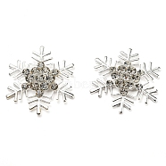 Alloy Rhinestone Cabochons, Christmas, Snowflake, Silver, 50x43x6.5mm(PALLOY-K015-01S)