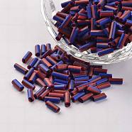 8/0 Opaque Colours Seep Glass Bugle Beads, FireBrick, 6~7x2mm, Hole: 0.5mm, about 9000pcs/450g(SEED-M010-01)
