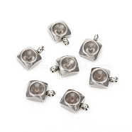 201 Stainless Steel Pendant Rhinestone Settings, For Pointed Back Rivoli Rhinestone, Square, Stainless Steel Color, Fit for 4mm Rhinestone, 8.5x6x2.5mm, Hole: 1.6mm(STAS-G224-30P)