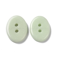 Ceramics Buttons, 2-Hole, Oval, Pale Green, 19x14.5x3mm, Hole: 2mm(PORC-B001-02)
