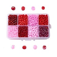1 Box Mixed 6/0 Glass Seed Beads Round  Loose Spacer Beads, Red, 4mm, Hole: 1mm, about 1900pcs/box(SEED-X0050-4mm-03)