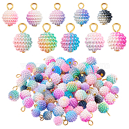 Imitation Pearl Acrylic Charms, with Iron Findings, Eound, Mixed Color, 14~18mm, Hole: 2.5~3.5mm, 100pcs/set(PALLOY-AB00229)