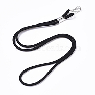 Elastic Cord Lanyard Strap, Ear Holder Rope, with Platinum Plated Iron Keychain Clasps, Black, 62x3mm, Iron Keychain Clasp: 22.5x7.5x2mm(X-EC-N002-02A)