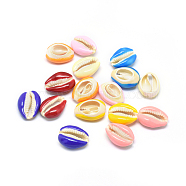 Cowrie Shell Beads, with Enamel, Undrilled/No Hole Beads, Mixed Color, 20~23x16~18mm(BSHE-I007-01)