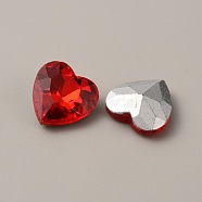 Glass Rhinestone Cabochons, Pointed Back & Back Plated, Heart, Light Siam, 12x12x5mm(RGLA-WH0001-10D-03)