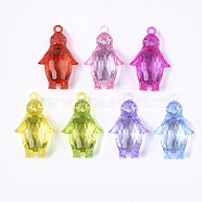 Transparent Acrylic Pendants, Faceted, Penguin, Mixed Color, 48x29x16mm, Hole: 3mm(X-TACR-S133-006)