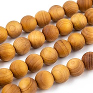 Natural Wood Beads Strands, Round, 10mm, Hole: 1.5mm, about 38pcs/strand, 15''(38.1cm)(WOOD-F006-01-10mm)