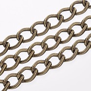 Iron Twisted Chains, Unwelded, Nickel Free, Oval, Antique Bronze, 15.4x11x2.5mm(CH-Y1317-AB-NF)