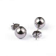 Tarnish Resistant 304 Stainless Steel Ball Stud Earrings, Hypoallergenic Earrings, Stainless Steel Color, 18x8mm, Pin: 0.8mm, 10pairs/board(EJEW-2224-8mm-P)