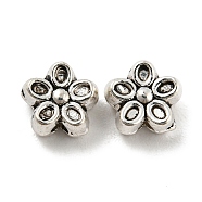 Tibetan Style Alloy Beads, Lead Free & Cadmium Free, Flower, Antique Silver, 6x6.5x3.5mm, Hole: 1.2mm, about 2500pcs/1000g(PALLOY-F307-04AS-01)