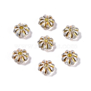 Acrylic Beads, Golden Metal Enlaced, Flower, Clear, 6.5x6.5x3.5mm, Hole: 1.6mm, about 6250pcs/500g(SACR-C005-01H)