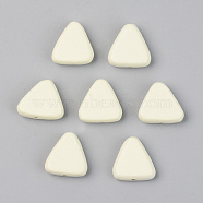 Painted Natural Wood Beads, Lead Free, Triangle, Beige, 15.5~16.5x15.5~17.5x6mm, Hole: 1.2mm(WOOD-T021-46A)