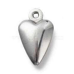 Non-Tarnish 304 Stainless Steel Pendants, Heart Charms, Stainless Steel Color, 18.1x10.7x4.4mm, Hole: 1.4mm(STAS-D243-04)