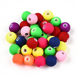 Spray Painted Acrylic Beads, Round, Mixed Color, 8mm, Hole: 2mm, about 2380pcs/500g(ACRP-N003-04B-M)