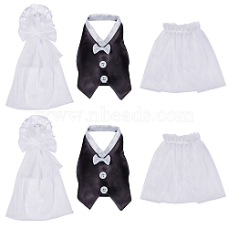 2 Sets Organza & Cloth Bride and Groom Wine Bottle Cover, Wedding Gift Wine Wrap, with Plastic Buttons, Mixed Color, 160~185x93~154x3~23mm(AJEW-CP0001-47)