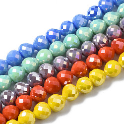 Glass Beads Strands, Faceted, Teardrop, Mixed Color, 8mm, Hole: 1.6mm, about 69~70pcs/strand, 20.79~22.05 inch(52.8cm~56cm)(GLAA-Q090-003)