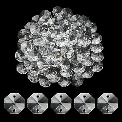 Transparent K9 Glass Connector Charms, Faceted Octagon Links, Clear, 14x14mm(GLAA-YW0001-100)
