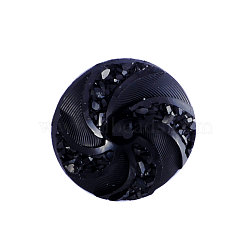 Resin Cabochons, Flat Round with Vortex, Black, 16x3mm(CRES-Q191-HA026-10)