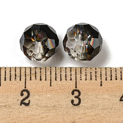 Electroplate Glass Beads, Rondelle, Black, 8x6mm, Hole: 1.6mm, 100pcs/bag(EGLA-Z004-01B-12)