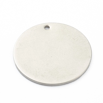 304 Stainless Steel Pendants, Stamping Blank Tag, Flat Round, Stainless Steel Color, 15x1mm, Hole: 1.4mm