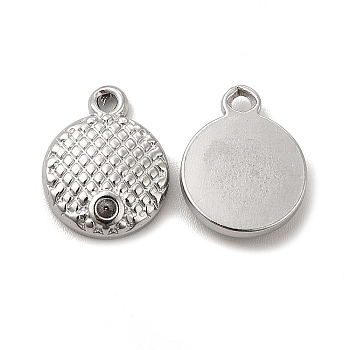 304 Stainless Steel Pendant Rhinestone Settings, Flat Round, Stainless Steel Color, Fit For 1.2mm Rhinestone, 13.5x11x3mm, Hole: 1.6mm