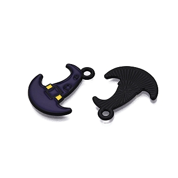 Halloween Theme Spray Painted Alloy Enamel Pendants, Cadmium Free & Nickel Free & Lead Free, Hat, 23x19x1mm, Hole: 2mm