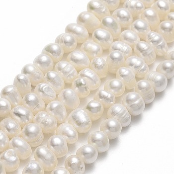 Natural Cultured Freshwater Pearl Beads Strands, Potato, Beige, 5~5.5x6~7x5~6mm, Hole: 0.7mm, about 65pcs/strand, 13.70 inch(34.8cm)