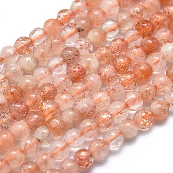 Natural Sunstone Beads Strands, Round, 3mm, Hole: 0.5mm, about 130pcs/Strand, 15.35 inch(39cm)
