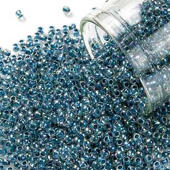 TOHO Round Seed Beads, Japanese Seed Beads, (782) Inside Color AB Crystal/Capri Lined, 11/0, 2.2mm, Hole: 0.8mm, about 5555pcs/50g