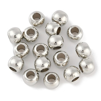 CCB Plastic Round Beads, Silver, 7.5x6mm, Hole: 3.5mm