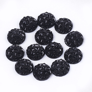 Resin Cabochons, Half Round, Black, 12x3~3.5mm
