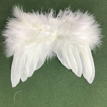 Mini Doll Angel Wing Feather, with Polyester Rope, for DIY Moppet Makings Kids Photography Props Decorations Accessories, White, 180x140mm