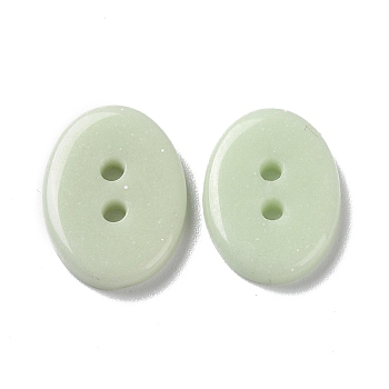 Ceramics Buttons, 2-Hole, Oval, Pale Green, 19x14.5x3mm, Hole: 2mm