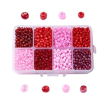 1 Box Mixed 6/0 Glass Seed Beads Round  Loose Spacer Beads, Red, 4mm, Hole: 1mm, about 1900pcs/box