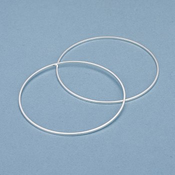 Brass Linking Rings, Long-Lasting Plated, Round Ring, 925 Sterling Silver Plated, 50x1mm, Inner Diameter: 48mm