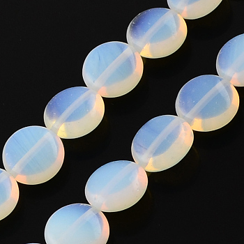 Opalite Stone Bead Strands, Lentil, Azure, 10x5mm, Hole: 1mm, about 40pcs/strand, 15.7 inch