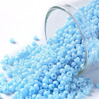 TOHO Round Seed Beads, Japanese Seed Beads, (403F) Light Blue Opaque Rainbow Matte, 11/0, 2.2mm, Hole: 0.8mm, about 1110pcs/10g