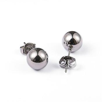 Tarnish Resistant 304 Stainless Steel Ball Stud Earrings, Hypoallergenic Earrings, Stainless Steel Color, 18x8mm, Pin: 0.8mm, 10pairs/board