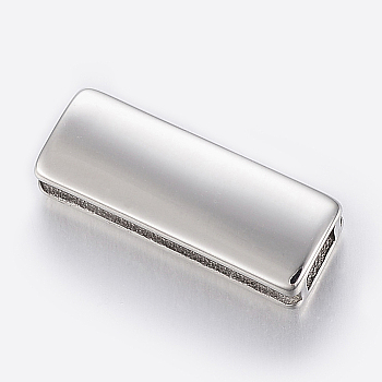 304 Stainless Steel Slide Charms, Rectangle, Stainless Steel Color, 20x7.5x4.5mm, Hole: 3x4mm