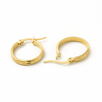 201 Stainless Steel Stripe Hoop Earrings with 304 Stainless Steel Pins for Women, Golden, 20x22x1mm, Pin: 0.6x1mm