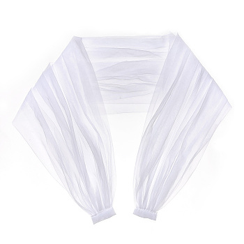 Detachable Polyester Bridal Lace Shawls, Bolero Shrug Shawl, Wedding Floral Lace Cape, with Iron Clip, White, 1080x50~52mm