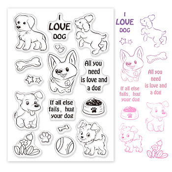 PVC Plastic Stamps, for DIY Scrapbooking, Photo Album Decorative, Cards Making, Stamp Sheets, Dog Pattern, 16x11x0.3cm