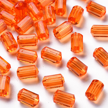 Transparent Acrylic Beads, Faceted, Polygon, Dark Orange, 9x5mm, Hole: 1.8mm, about 3496pcs/500g