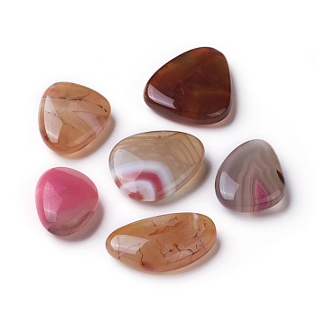 Natural Agate Beads, No Hole/Undrilled, Dyed & Heated, Nuggets, Tumbled Stone, Vase Filler Gems, 35~45.4x26~39.3x11.5~13mm