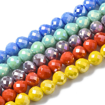 Glass Beads Strands, Faceted, Teardrop, Mixed Color, 8mm, Hole: 1.6mm, about 69~70pcs/strand, 20.79~22.05 inch(52.8cm~56cm)