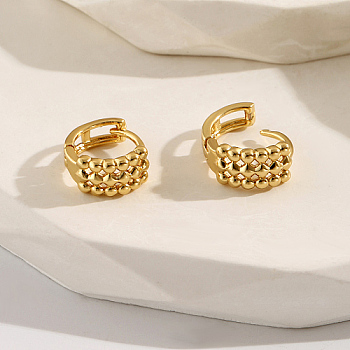 Brass Rhombus Hoop Earrings for Women, Real 18K Gold Plated, 13mm