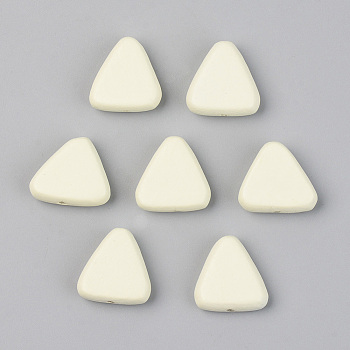 Painted Natural Wood Beads, Lead Free, Triangle, Beige, 15.5~16.5x15.5~17.5x6mm, Hole: 1.2mm