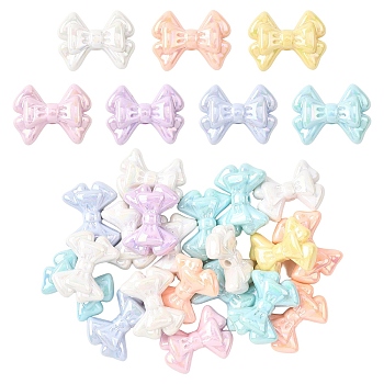 20Pcs UV Plating Opaque Acrylic Beads, Iridescent, Bowknot, Mixed Color, 22x29x10mm, Hole: 2mm