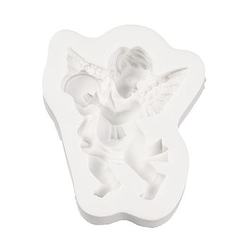 Cupid Angel Silicone Statue Molds, For DIY Cake Decoration, UV Resin & Epoxy Resin Craft Making, White, 84x67x16mm